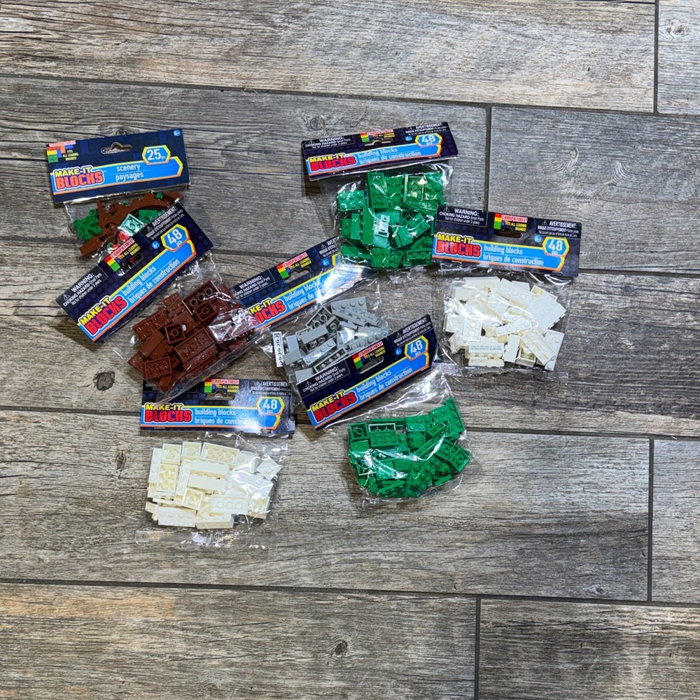 Building Blocks Set - Green, White, Brown